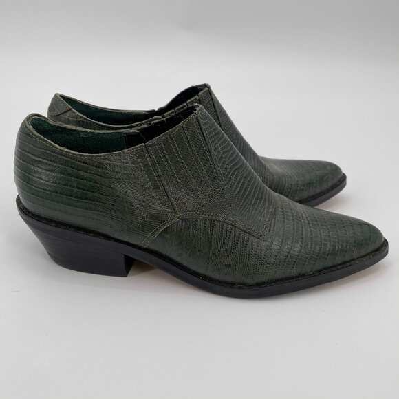 Vintage Western Green Leather Pointed Ankle Booties Ankle Boots Ashley | 5/5.5 - Picture 8 of 15
